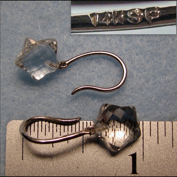 Vintage 14K GOLD rock crystal quartz star earrings - Picture 5 of 5